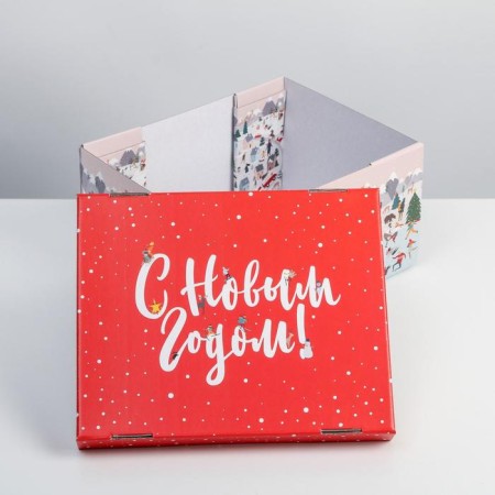 Folding box "Happy New Year", 31.2 x 25.6 x 16.1 cm, New Year-2