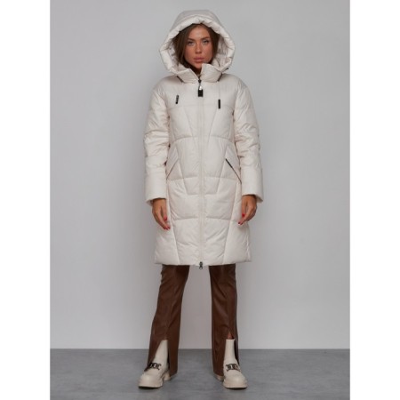 Coat insulated winter female, size 44, beige color-4