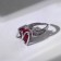 Ring "Heart" with stone, red color in silver, dimensionless