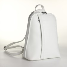 City backpack of artificial leather with lightning, white color