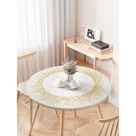 Golden spray tablecloth, round, oxford, elastic band, size 120x120 cm, diameter 75-100 cm-2
