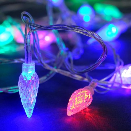 Garland “thread” 5 m with nozzles “cones”, ip20, transparent thread, 20 LED, glow of multi (RG/RB), flashing, 220 V-3