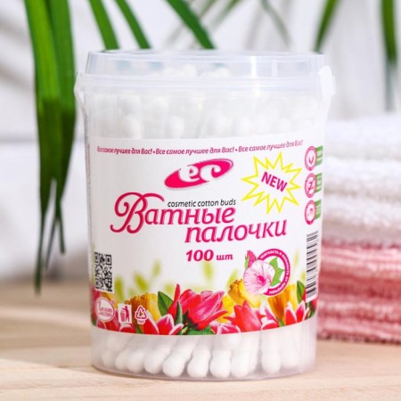 Cosmetic cotton wools with a spiral wagon of 100 pcs in a glass