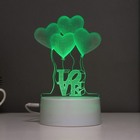 Sensor lamp "Four hearts" LED 7 USB colors/from BAT. White Risalux-4