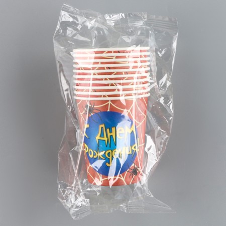 A one -time paper glass "Happy Birthday" a web, 250 ml.-5