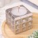 Candle "Square to a Point" in a candlestick of gypsum, 7.5x6.5cm, champagne