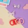Hair set "Ariel" (4 gum 4 cm, 2 invisibility 5 cm) butterflies, pink