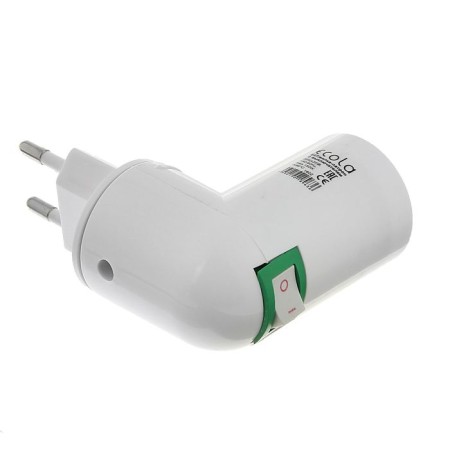 Ecola adapter, plug-patron, e27, 60 x 83 mm, with a switch, white