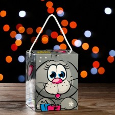 Подарочная коробка кубик "Зайчонок", 12 х 12 х 15,5 см