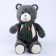 Soft toy "Little Friend", New Year's bear with a green scarf, dark gray color