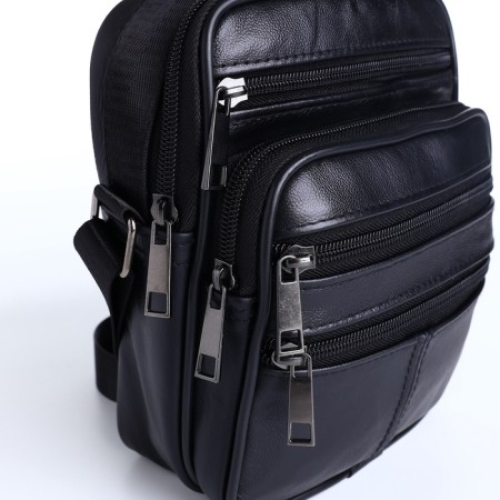 Male bag on lightning, long belt, black color-3