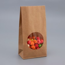 Craft package Paper beam, two -layer, with a window, rectangular bottom 10 (7) x 6 x 20 cm