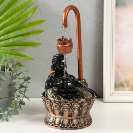 The desktop fountain "Black shiva under the golden jug" 14.5x14.5x30 cm-1