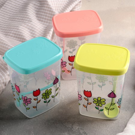 A set of cans for bulk "flower beds", 500 ml, 3 pcs, color mix-2