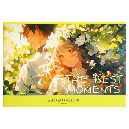 Album for drawing A4, 40 sheets on the clip "Anime", cardboard cover, offset block 100 g/m2, mix-3