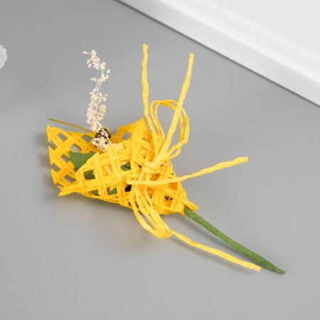 Decorative bouquet "Rose" 5x9 cm, yellow-1