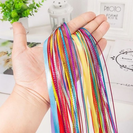 Hair threads, 96 cm, 6 pcs, color mix-3