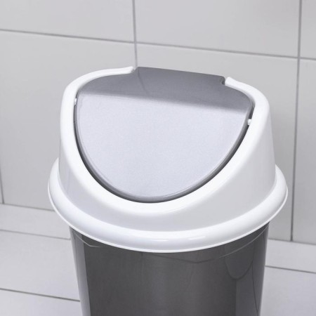 Garbage bucket with a mobile lid "Violet", 14 l, the color is gray-white-1