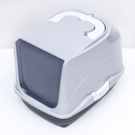Domik toilet for cats closed with a door 43*32*33 cm, gray-3