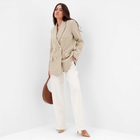 Jacket female double -breasted mist p. 48, beige/white-3