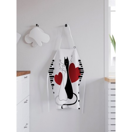Apron kitchen with a photo print "Cats and love", adjustable, size OS-1