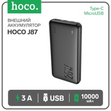 External battery Hoco J87, 10,000 mAh, 1 USB, 1 Type-C, 3 A, display, black