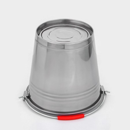 A bucket with a lid, 12 l, stainless steel-3