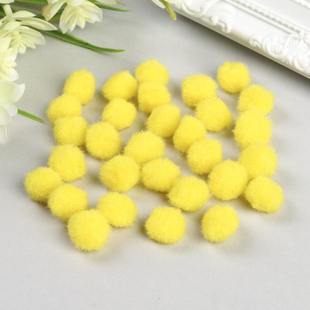 Pompons for creativity, yellow, 15 mm, (set of 30 pcs)-1