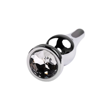 Anal plug Metal by toyfa, silver, diamond, 10 cm, d = 3 cm-2