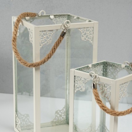 Climber Metal, glass flashlight "openwork corners" White set 2 pcs 26.5x14x14 cm-5