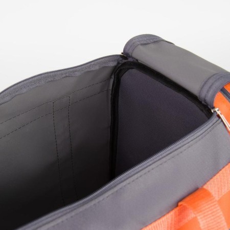 Sports bag with lightning, without lining, 3 outer pockets, gray/orange color-3