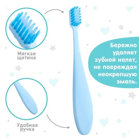 Baby toothbrush with soft bristles, nylon, blue color-1