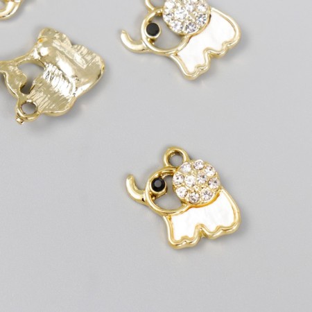 Decor for creativity metal, enamel, rhinestones "Elephant" 1.6x1.5 cm