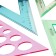 Set of triangles 4 pcs. Calligrata Katet 9/12/20/25 cm, with circles, transparent, color 1034523