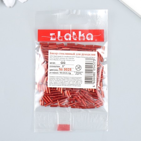 Beads "Zlatka" Glass 10 g, size 3 ", 6 mm, No. 0025 Red mix 93" 78547-3