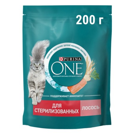 Dry food Purina One for sterilized cats, salmon/wheat, 200 g