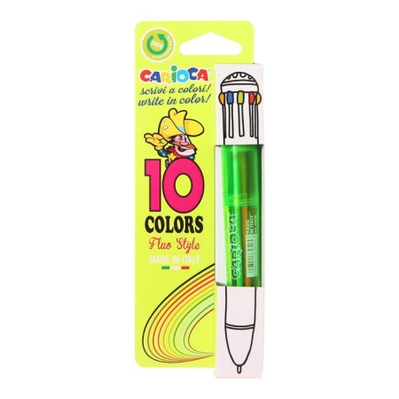 Automatic ball pen, 10 colors, "Carioca" "FLUO", Node 1.0 mm, fluorescent palette, mix-3