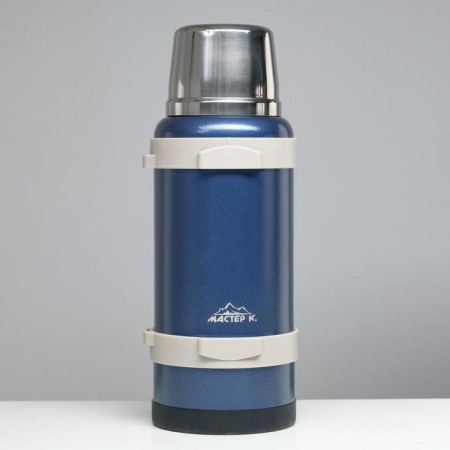 Thermos, 3.2 l, Volume "Master K", with two circles and a strainer, retains heat 72 hours, blue