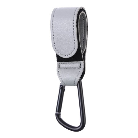 Carabiner for bags for a stroller, for Velcro, eco -leather, gray color-5