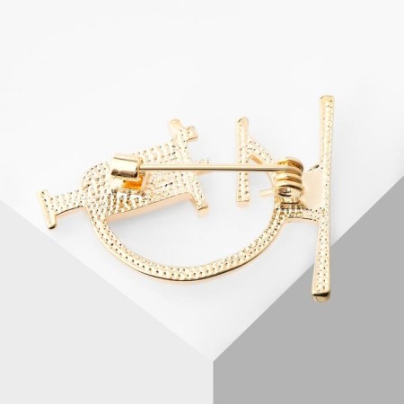 Brooch "Microscope", black and white color in gold-1