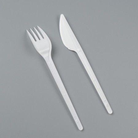 Set of disposable dishes "White" fork, knife, napkin, 16.5 cm-2