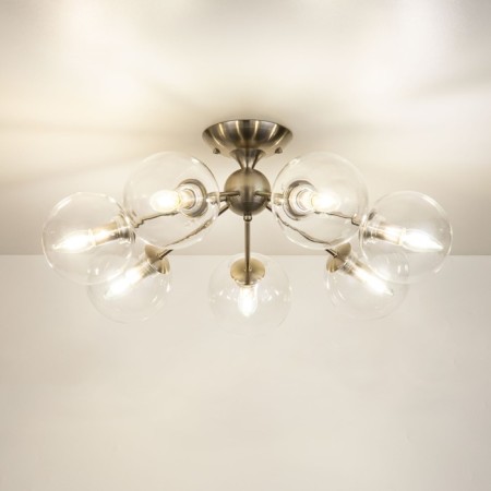 Ceiling chandelier CITILUX "Tommy" CL102171, 66.5x66.5x26 cm, 7x40W, E14, gray color gray-3