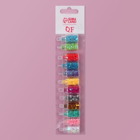 Sequins for decor "stars, hearts", 12 bottles, multi -colored-4