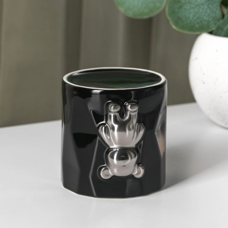 Ceramic ashtray "Stylish Bear", 9.7 × 10.3 cm, black color-2