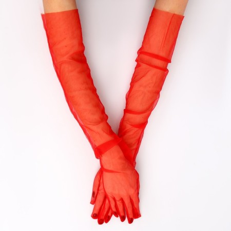 Carnival accessory- transparent gloves, red color-1