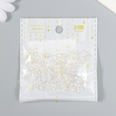 Beads for creativity plastic "Flower" set 25 pcs Transparent mother -of -pearl 1.1x1.1 cm-4