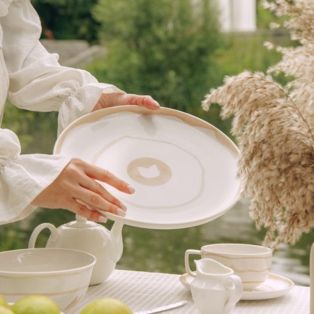 Porcelain dining plot Sl Home "Gato", D = 28 cm, white color-6