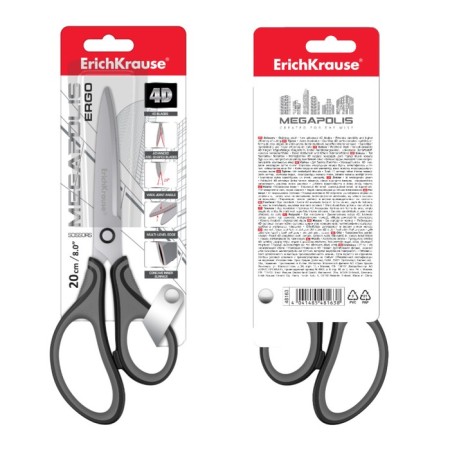 Scissors Erichkrause Megapolis Ergo, 20 cm, in blister, gray-black-3
