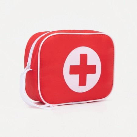 Cosmetic bag with lightning, red color