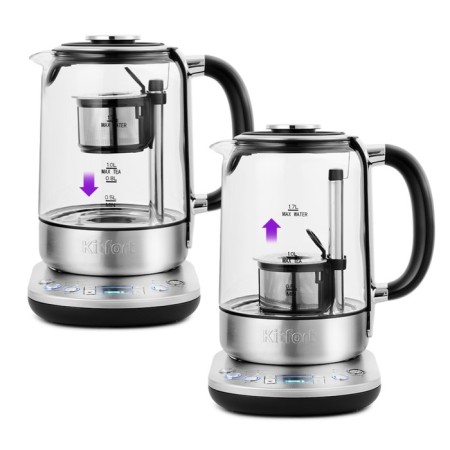 Electric kettle KitFort KT-6116, glass, 1.7 l, 2200 watts, backlight, silver-2